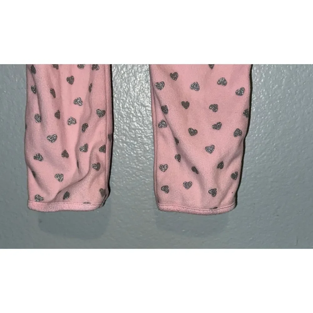 Carters 24 Months Pink Hearts Fleece One Piece Pajamas Sleepwear Outfit